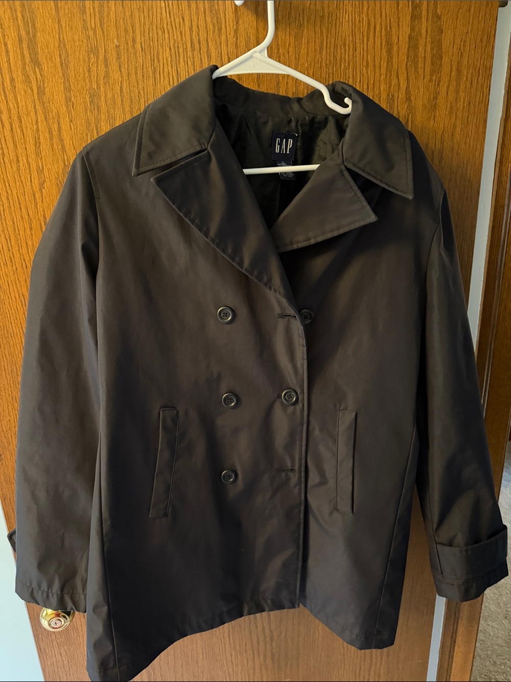 GAP Black Double-Breasted Trench Coat